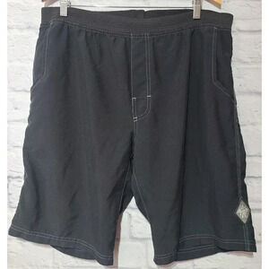 Prana Casual Mojo Shorts Men's Size XL Black Pull On Pockets Elastic Waist FLAW